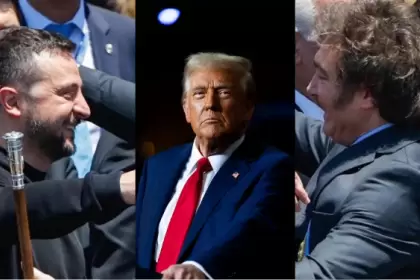 Volodomir Zelenski, Donald Trump y Javier Milei
