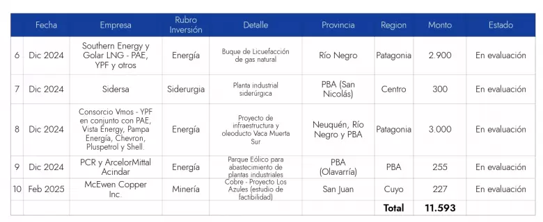 Los proyectos RIGI