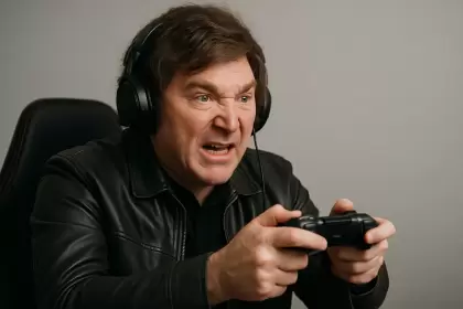 Noche de gaming para Milei y Adorni. Imagen hecha con IA.