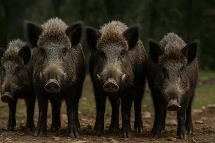 Invasión de jabalíes en Llao Llao.