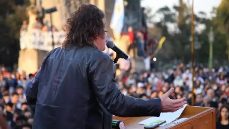 Milei en el lanzamiento de su precandidatura a diputado nacional en 2021.