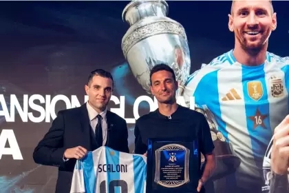 Scaloni y Petersen, en Miami.