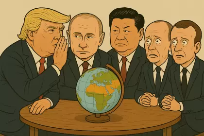 Trump le susurra algo a Putin mientras Xi Jinping mira con desconfianza y Merz y Macron con temor