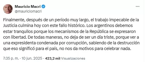 El tuit de Macri