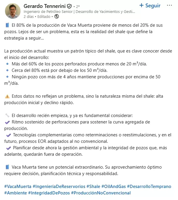 El posteo de Tennerini.