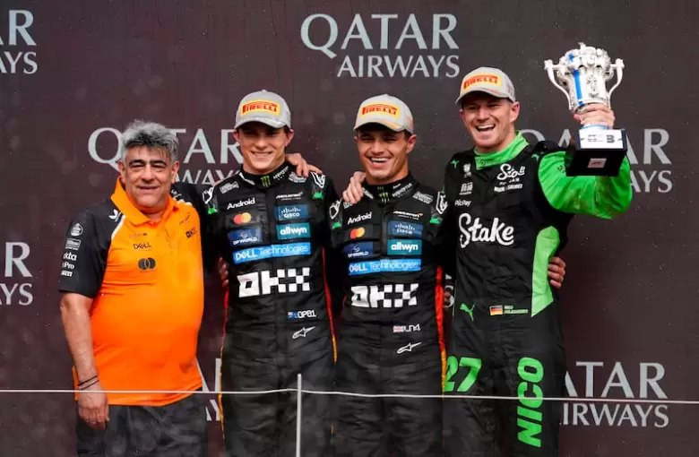 Lando Norris, Oscar Piastri y Nico Hulkenberg