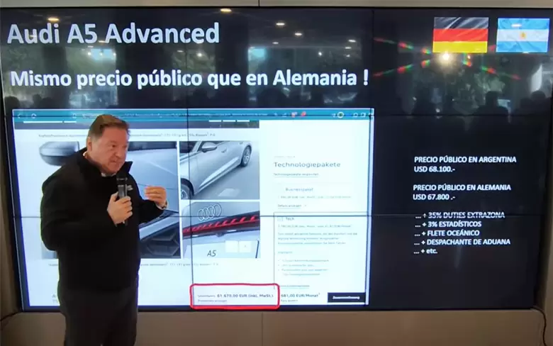 El Audi A5 Advanced tiene un precio ligeramente inferior en Argentina que en Alemania.
