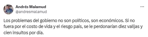 Malamud: "Los problemas del gobierno no son políticos, son económicos"-