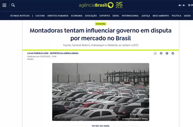 Agencia Brasil, la agencia de noticias del Gobierno, publicó un cable tendencioso, a favor de BYD, en medio de las negociaciones.