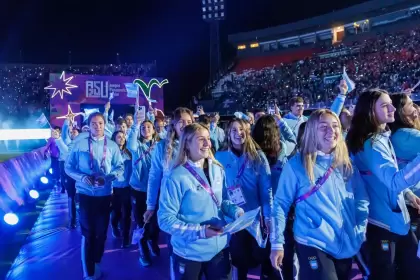 Parte de la delegación argentina en la ceremonia de inauguración de los Juegos Panamericanos Junior.