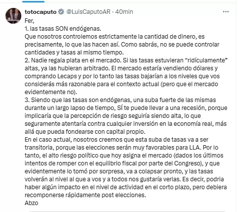 La respuesta de Caputo a Marull.