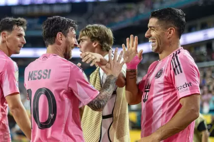 El festejo de Lionel Messi y Luis Suárez luego de meterse en la final de la Leagues Cup