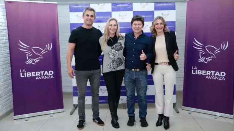 Karina Milei, Martín Menem y Lisandro Almirón