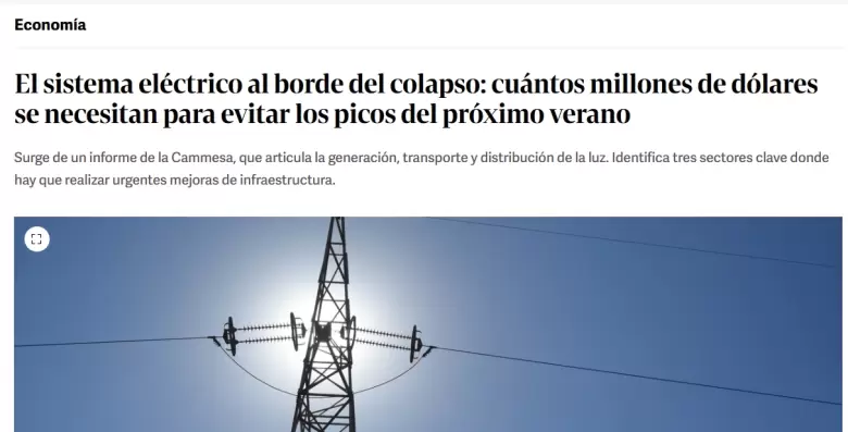 El sistema eléctrico al borde del colapso. La nota de Cledis Candelaresi.