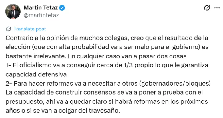 Martín Tetaz en X