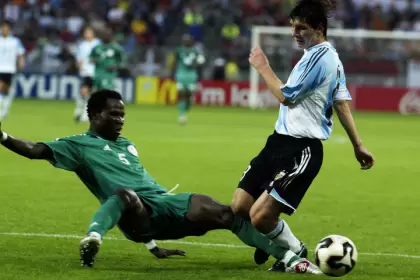Messi, en la final del Mundial Sub-20 de Países Bajos 2005 ante Nigeria
