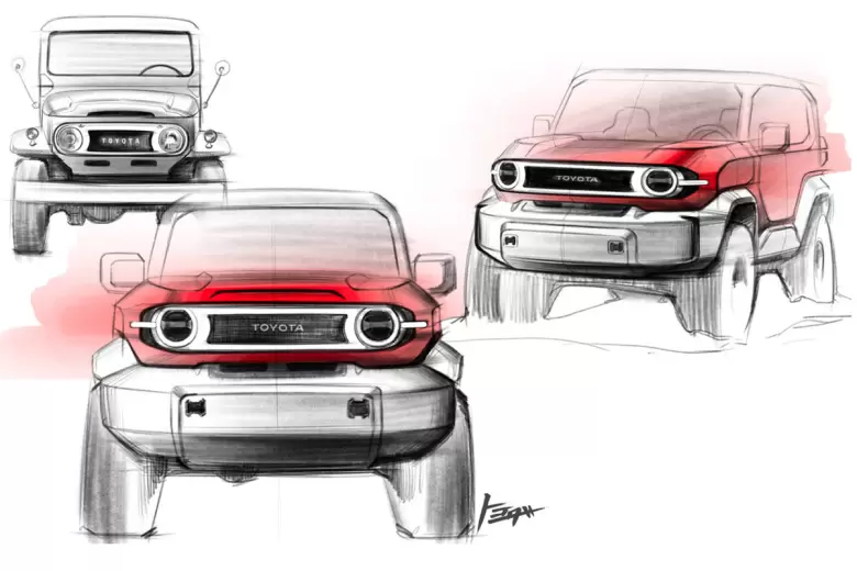 El boceto deja en claro la inspiración en el Toyota Bandeirante brasileño.