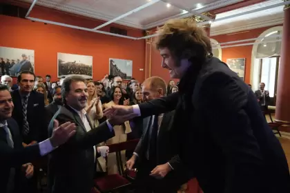 Javier Milei y Cristian Ritondo durante la reunión en Casa Rosada