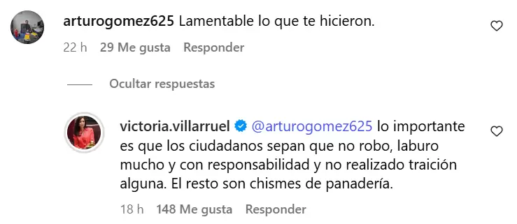 Villarruel comentario Instagram