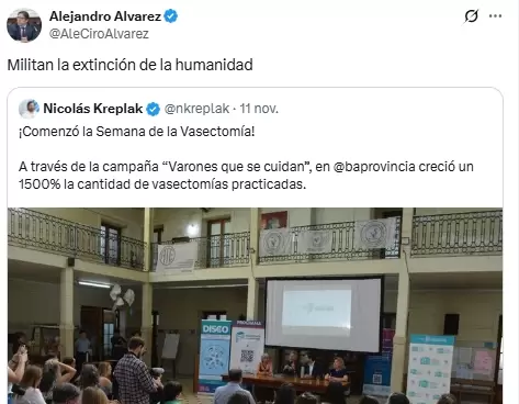 El tuit de Alejandro Alvarez, Subsecretario de Políticas Universitarias de la Nación.