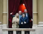 Javier y Karina Milei, Diego Santilli y Manuel Adorni.