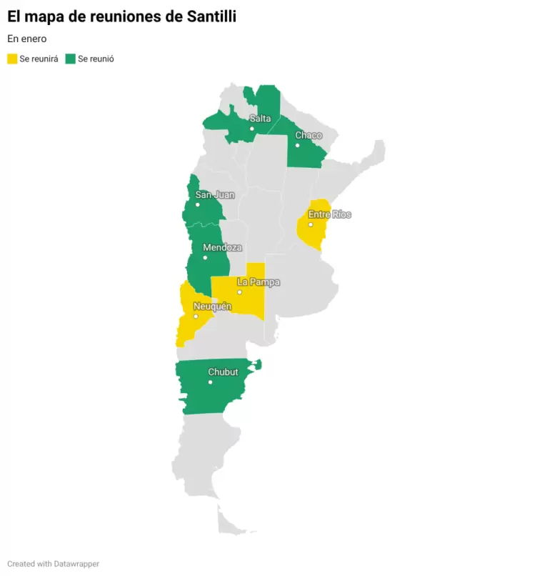 El mapa de reuniones de Santilli en enero