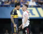 Leandro Paredes y Giuliano Galoppo enfrentados en el último Boca-River disputado en La Bombonera