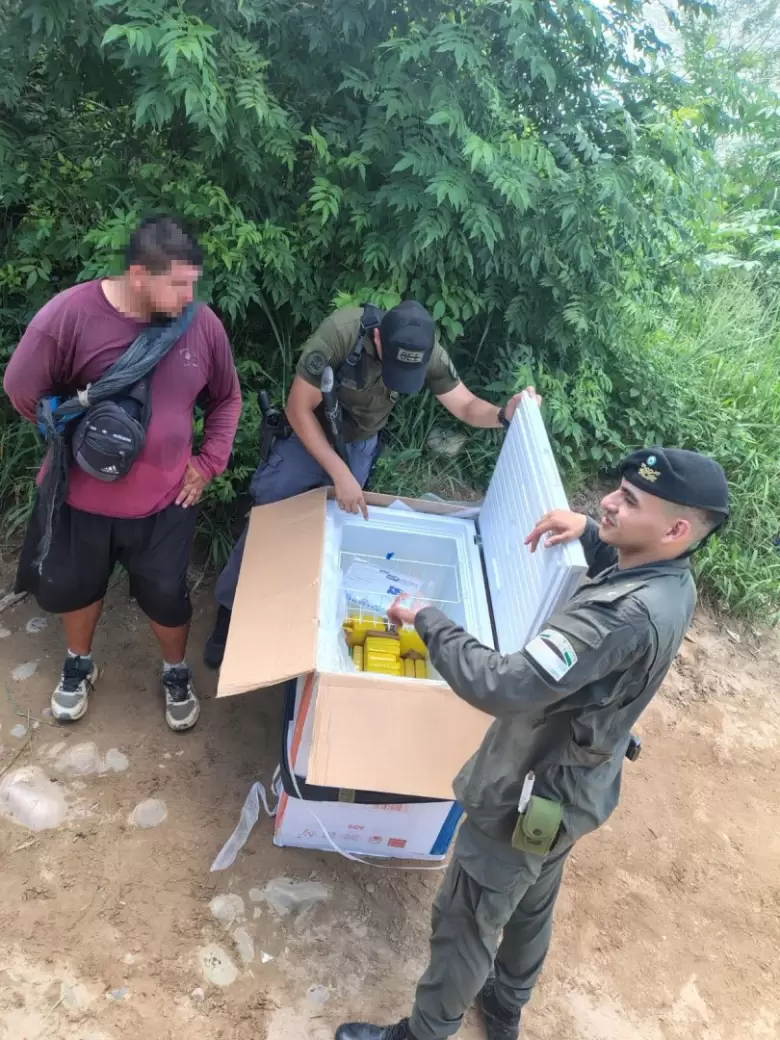 Operativo Sr. Frío: Iba por el monte con un freezer al hombro, lo frenó Gendarmería y lo que hallaron es increíble