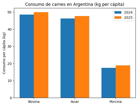 El consumo de carnes en Argentina creció casi 6% y cerró 2025 en los niveles más altos de la historia: Pero como no se produjo más, la demanda adicion