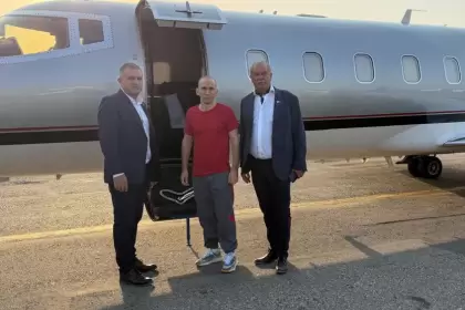 La liberación de Nahuel Gallo con el avión de la AFA. (Prensa AFA)