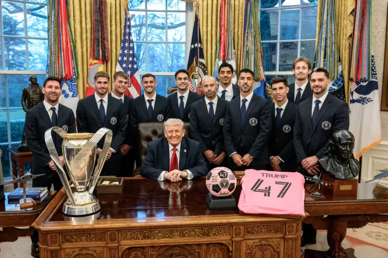 Lionel Messi y el plantel del Inter Miami en la Casa Blanca