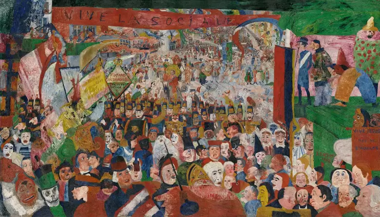 Entrada de Cristo a Bruselas en 1889 (1888) - James Enso. Imagen que Lousteau usó en su posteo.
