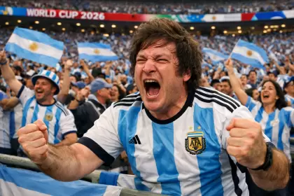 Milei y el Mundial. Imagen hecha con IA.