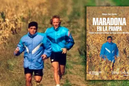 Maradona y Signorini en plena preparación física en La Pama, la imagen que sintetiza el espíritu del libro de Dal Santo