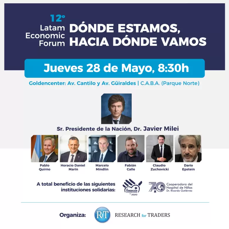 Milei y Caputo, protagonistas del foro económico solidario