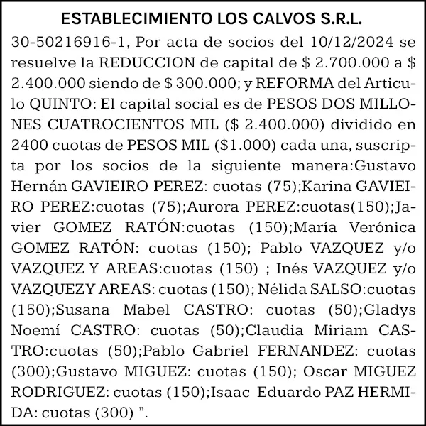 Aviso Legal Los Calvos
