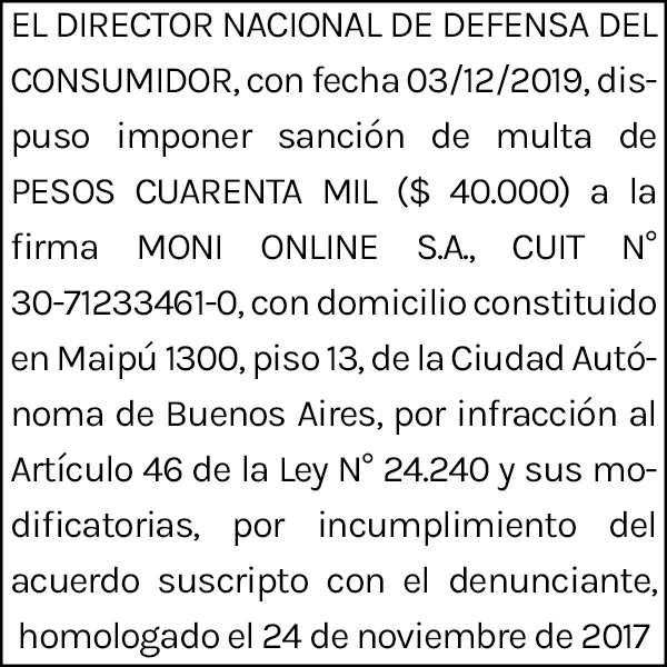 Edicto Defensa del consumidor