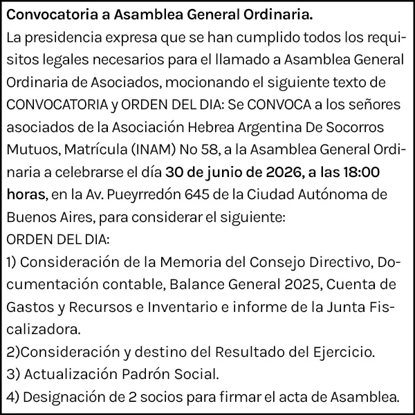 Aviso convocatoria asamblea AHASM
