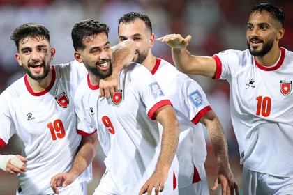 Selección de Jordania festejando la clasificación al Mundial 2026.
