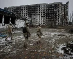 Ciudad bombardeada en Ucrania