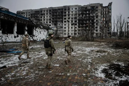 Ciudad bombardeada en Ucrania