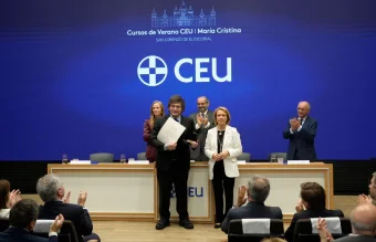El presidente Javier Milei este viernes en Madrid. 
