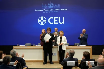 El presidente Javier Milei este viernes en Madrid. 