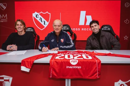 Tomás Michael, Néstor Grindetti y Francisco Bartoli en la presentación oficial de la alianza.