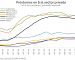 Gráfico de la evolución del crédito en pesos en Argentina 2026.