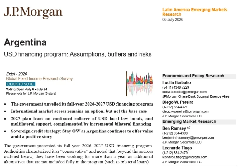 JP Morgan le hizo un stress test al plan financiero de Caputo y alertó que faltarán dólares si las elecciones están peleadas. - EE