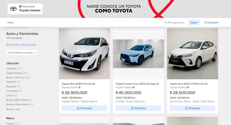 Ya hay 300 unidades de Toyota en Mercado Libre. - s